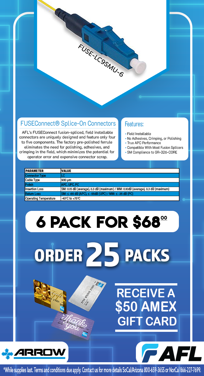 AFL fuse connect promo offer by arrow wire and cable fuse-lc9smu-6