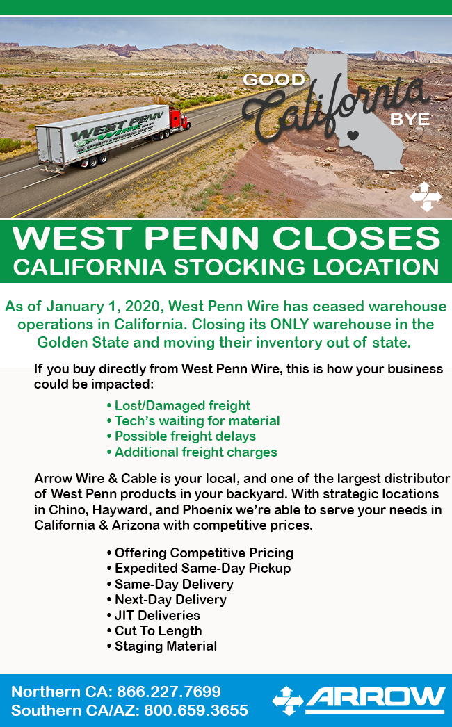 West Penn Closes Only Stocking Location In California 