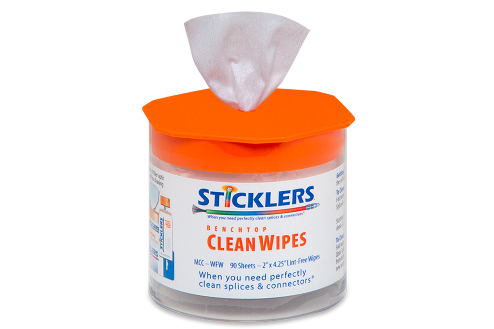 CleanWipes 90 Fiber Optic Wipes for the Benchtop sticklers mcc-wfw