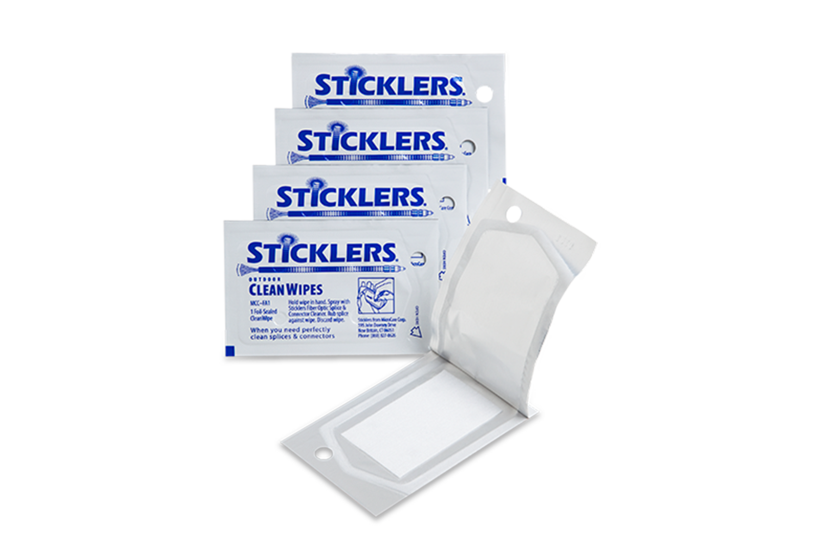 CleanWipes Singles Outdoor Fiber Optic Wipes sticklers mcc-fa1