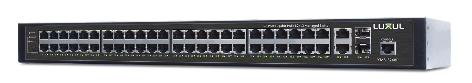 52 port gigabit poe+ l2 l3 managed switch xms 5248p