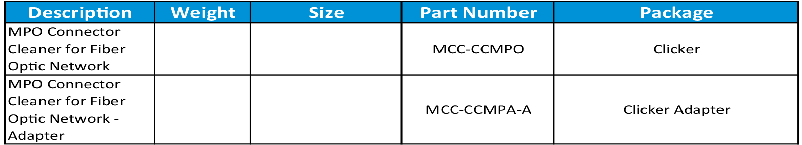 MPO CleanClicker 600 Fiber Optic Connector Cleaner chart arrow wire cable mcc ccmpo mcc ccmpo a